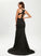 Trumpet/Mermaid Stretch Sequins Alexandra With Prom Dresses Crepe V-neck Lace Train Sweep