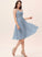 Fabric Knee-Length V-neck A-Line Silhouette Neckline Lace Straps Length Eva Floor Length Natural Waist