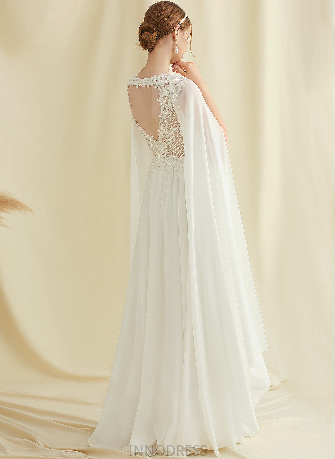 Chiffon With Dress Wedding Dresses Wedding Floor-Length V-neck Crystal A-Line Sequins Lace