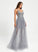 With Prom Dresses Tulle Floor-Length Ball-Gown/Princess Lace Sequins V-neck Sanai