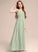 Micah Junior Bridesmaid Dresses Scoop Chiffon A-Line Bow(s) Floor-Length With Neck Ruffle