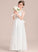 Junior Bridesmaid Dresses Scoop Lace Sash Bow(s) Floor-Length With Neck A-Line Arielle