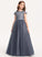 Perla Ball-Gown/Princess Junior Bridesmaid Dresses Neck Lace Scoop Tulle Floor-Length