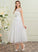 Alula Wedding Dresses Beading Tea-Length Tulle Neck Scoop Dress Ball-Gown/Princess Wedding Sequins With
