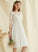Audrina A-Line Knee-Length Dress Sequins Wedding With Lace Wedding Dresses Chiffon