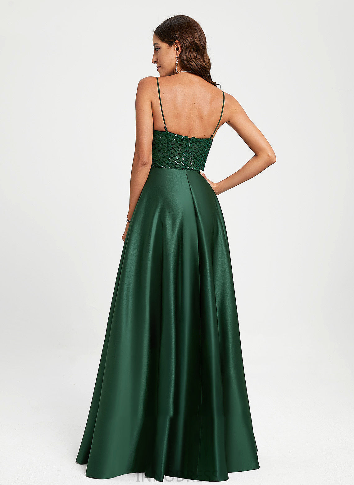 Prom Dresses Charlie A-Line Floor-Length Sweetheart Satin With Sequins