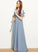 Cascading Chiffon Neck Kristen A-Line Scoop Ruffles Bow(s) With Floor-Length Junior Bridesmaid Dresses
