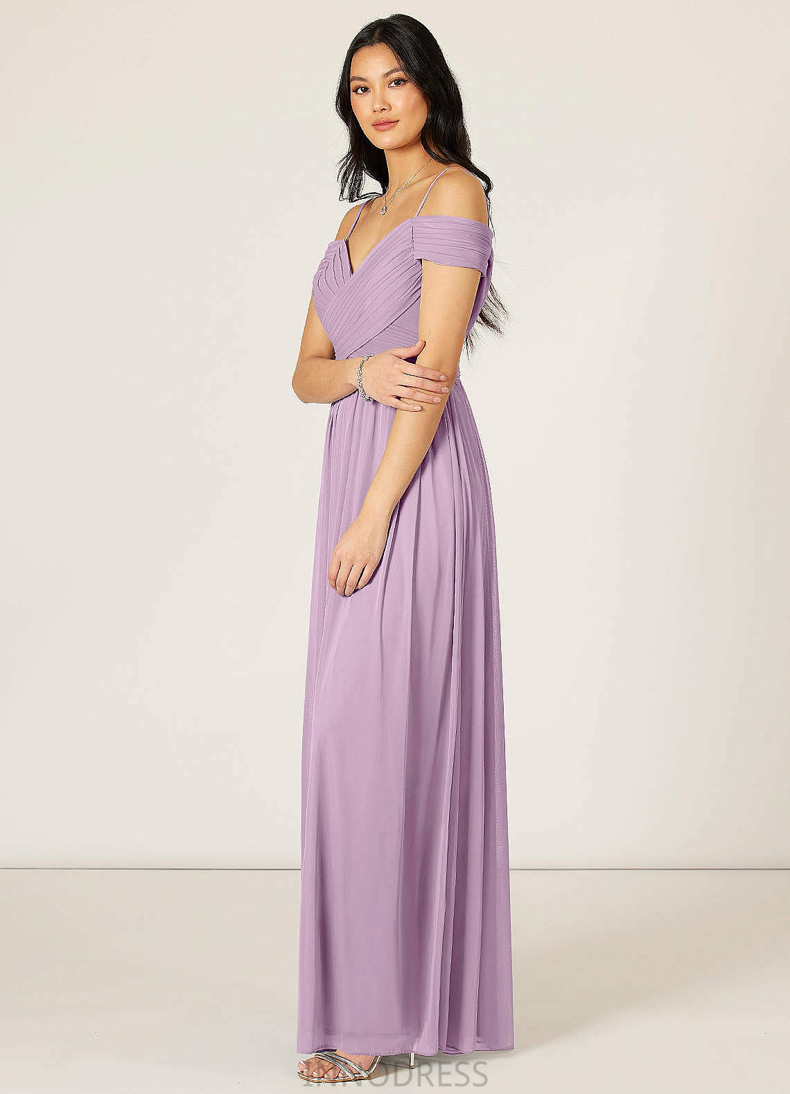 Leticia V-Neck A-Line/Princess Sleeveless Natural Waist Floor Length Bridesmaid Dresses
