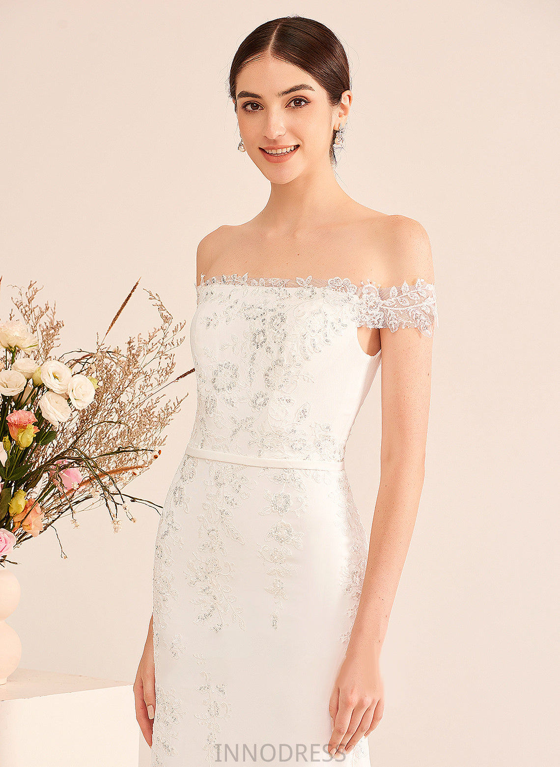 Wedding Dresses Wedding Train Court Dress Off-the-Shoulder Sequins With Trumpet/Mermaid Janiah Lace