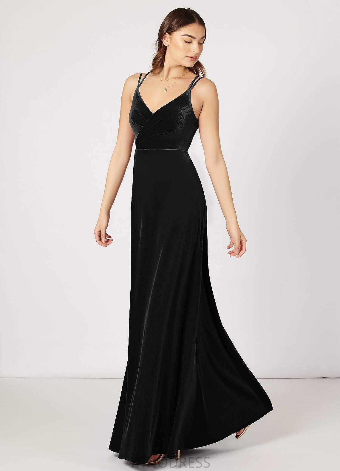 Jane Natural Waist Sleeveless Floor Length A-Line/Princess V-Neck Bridesmaid Dresses