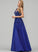 Floor-Length A-Line Sequins V-neck Prom Dresses Ina With Lace Satin