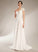 Wedding Dresses Wedding Train Bow(s) A-Line Skyler Dress Court V-neck With