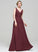 A-Line Fabric Lace Beading Silhouette Floor-Length Length Sequins V-neck Neckline Ruffle Embellishment
