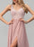 Split V-neck Sequins Floor-Length Beading A-Line Prom Dresses Front Chiffon With Kathryn