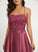 With Square Train A-Line Sweep Sequins Satin Neckline Beading Laney Prom Dresses