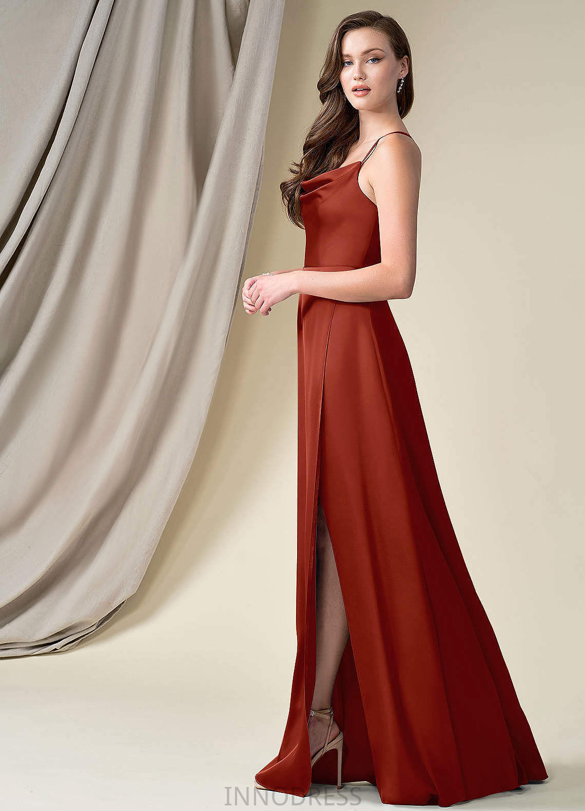 Anya Short Sleeves Floor Length Empire Waist A-Line/Princess Bridesmaid Dresses