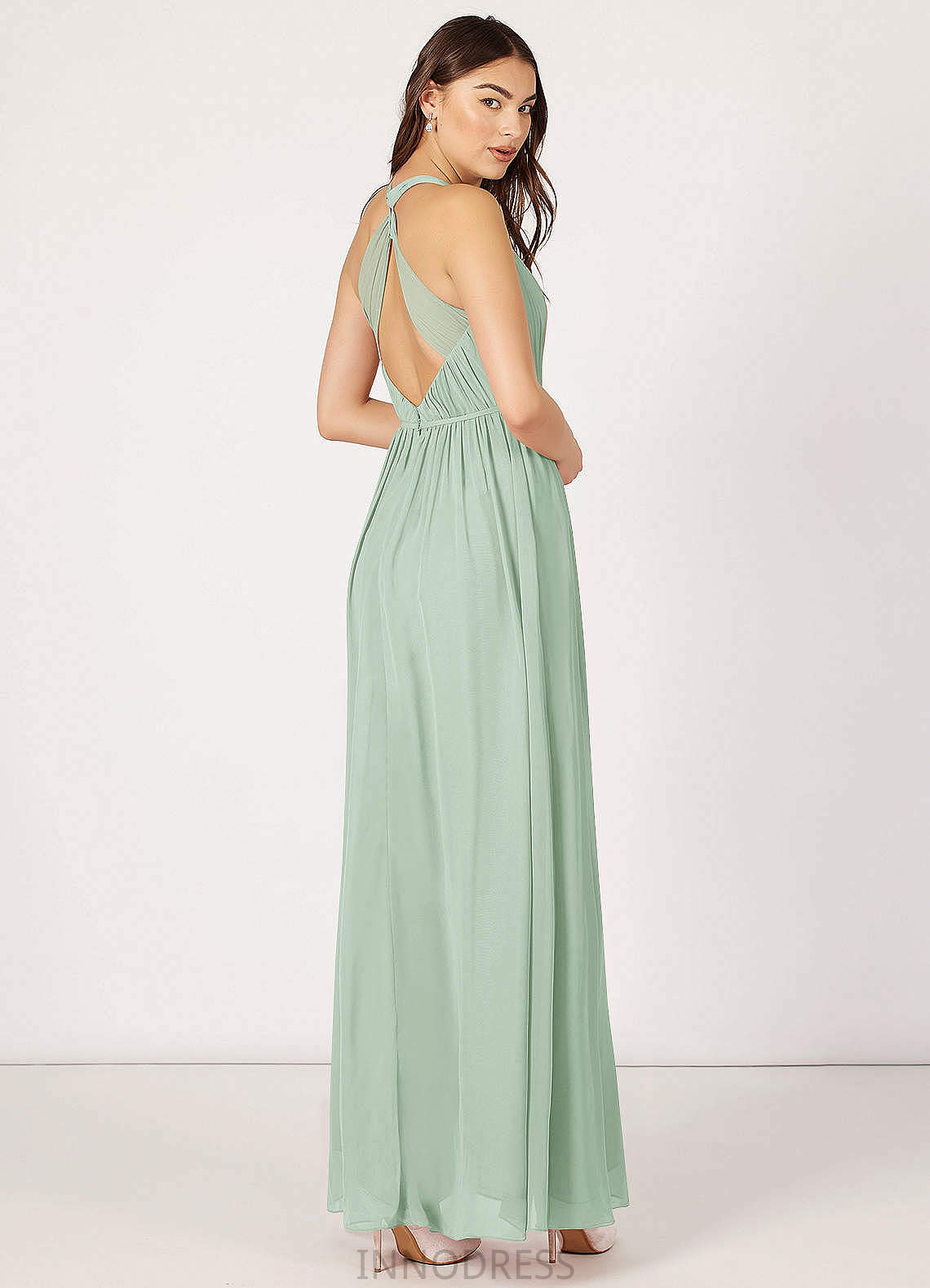 Evangeline A-Line/Princess Floor Length Sleeveless Natural Waist Spaghetti Staps Bridesmaid Dresses