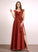 Silhouette Length Fabric A-Line Embellishment Floor-Length V-neck Neckline Ruffle Marisol Spaghetti Staps Sleeveless