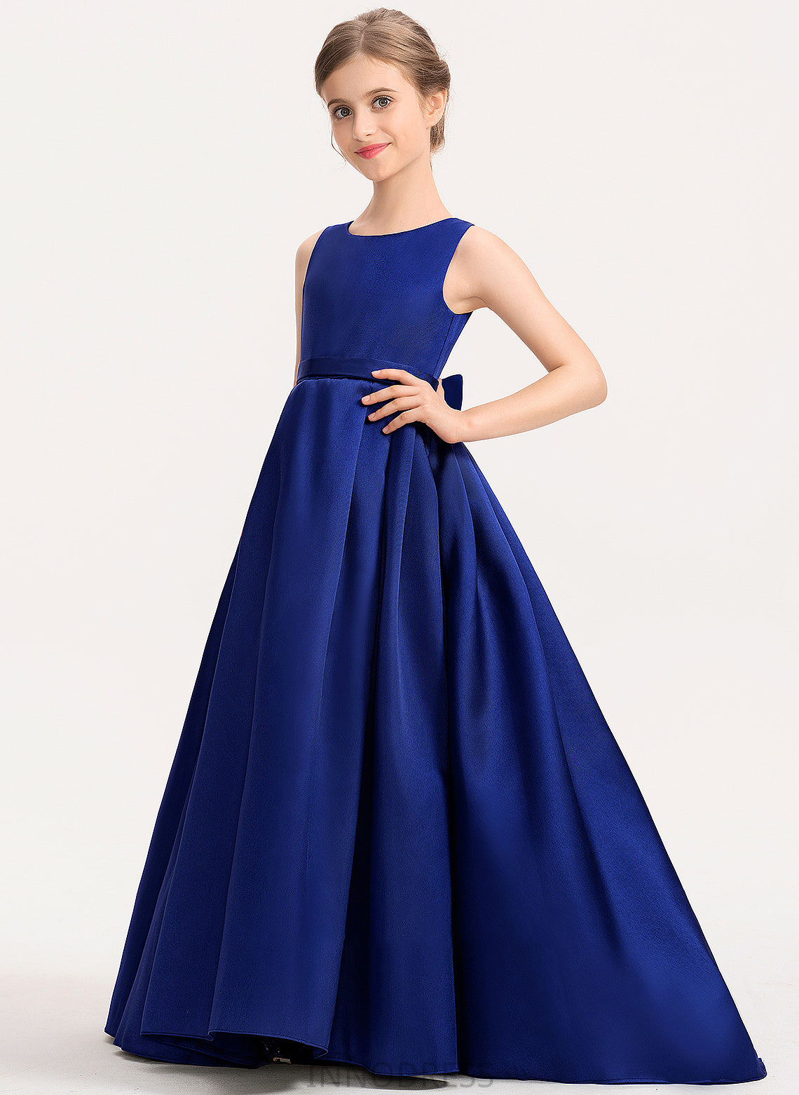 Sweep Diana With Bow(s) Satin Train Scoop Junior Bridesmaid Dresses Neck Ball-Gown/Princess