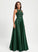 Floor-Length Lace Scoop Prom Dresses Satin Ball-Gown/Princess Kylie Sequins Neck With