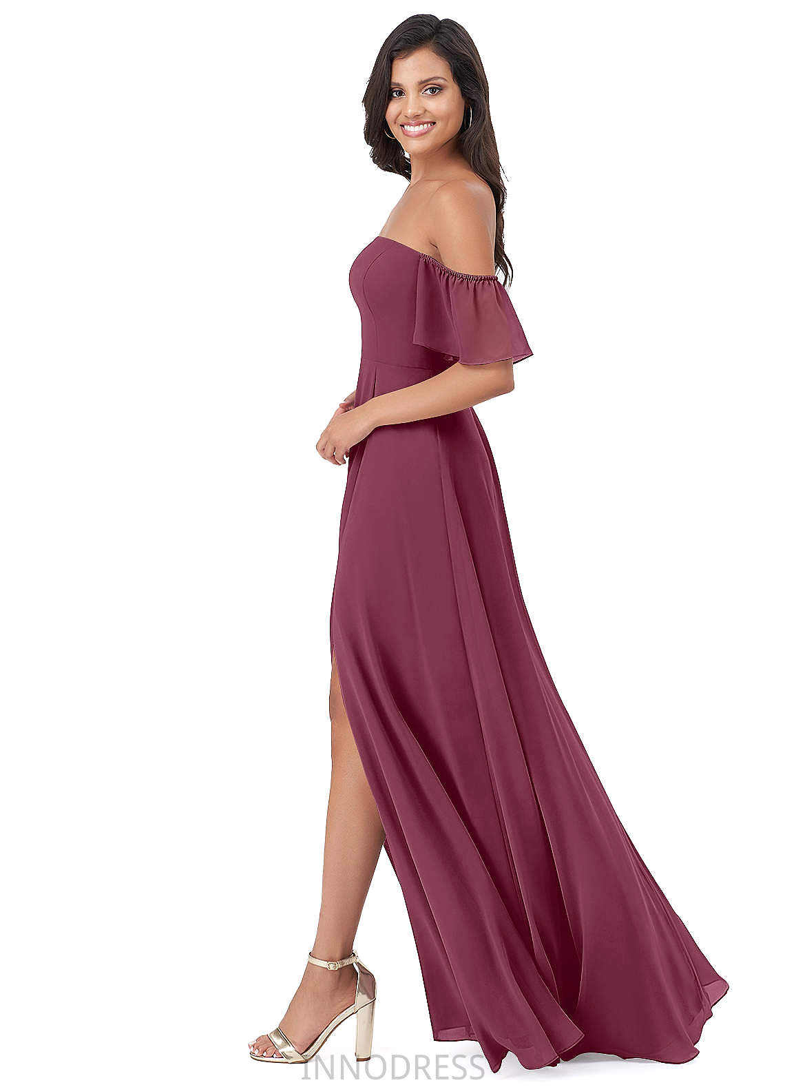 Kali Sleeveless A-Line/Princess Spaghetti Staps Natural Waist Floor Length Bridesmaid Dresses