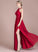 With A-Line Prom Dresses Scoop Floor-Length Split Amya Bow(s) Ruffle Neck Front Chiffon