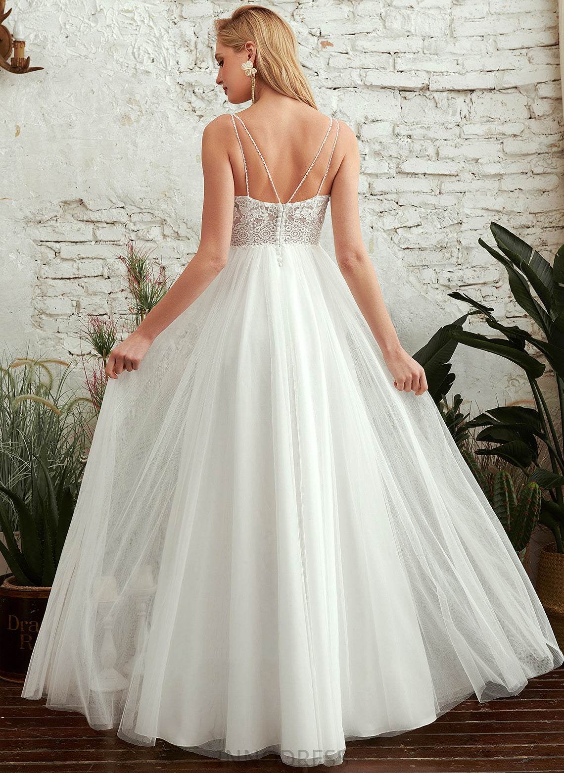 V-neck Floor-Length Wedding Dresses Dress Taryn A-Line Wedding