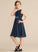 With Amaris Scoop Knee-Length Bow(s) Neck Lace Chiffon A-Line Junior Bridesmaid Dresses Beading Sequins