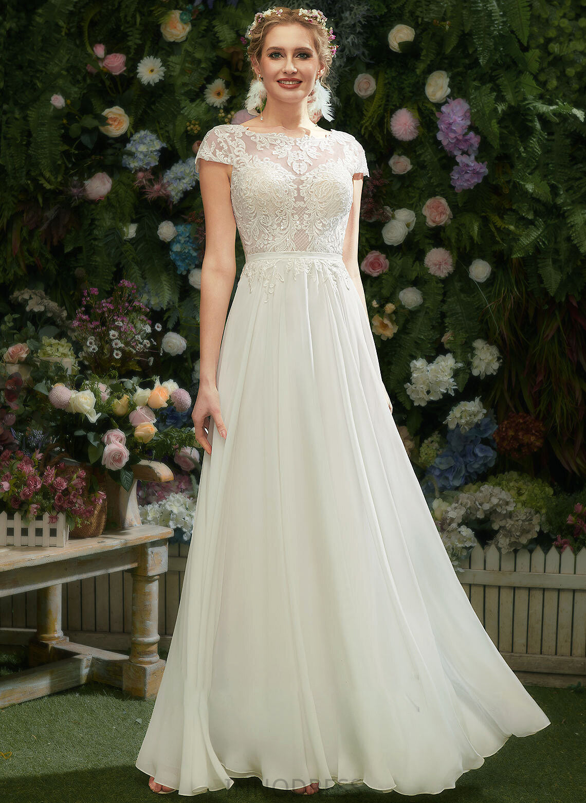 Wedding Dresses Dress Wedding Floor-Length With Illusion Madisyn Lace Sequins A-Line