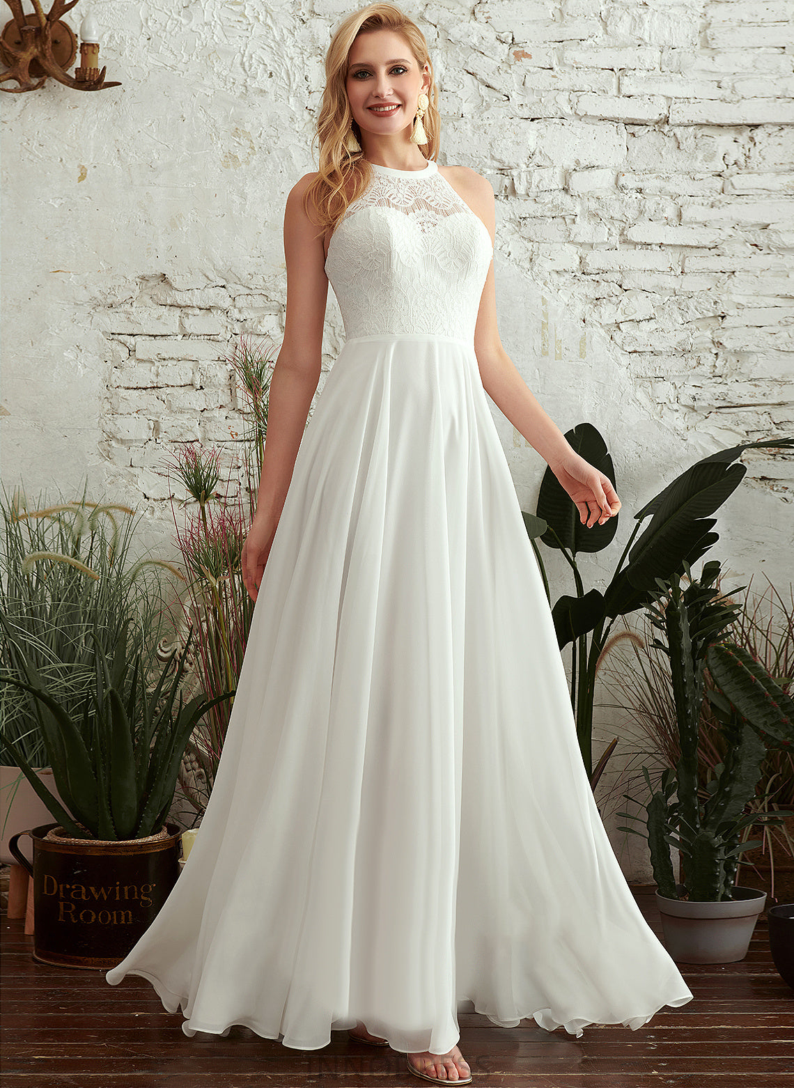 Scoop Chiffon Kallie Lace Wedding Dresses Dress Wedding A-Line Floor-Length