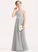 Floor-Length A-Line V-neck Junior Bridesmaid Dresses Lace Chiffon Rebecca