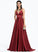 Front With Satin Prom Dresses Sequins Sweep Train Destinee A-Line V-neck Beading Split