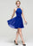 Chiffon Ruffle A-Line Knee-Length Prom Dresses Scoop Neck With Shiloh Beading