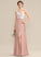 Split Sage Chiffon Prom Dresses A-Line V-neck Floor-Length With Front Lace