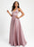 A-Line Luna Floor-Length Satin V-neck Prom Dresses