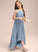 With Bow(s) Junior Bridesmaid Dresses A-Line Ruffle June Neck Asymmetrical Scoop Chiffon