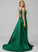 Split Lace Shayna With Neckline Train Prom Dresses Sequins Satin Front Square A-Line Sweep