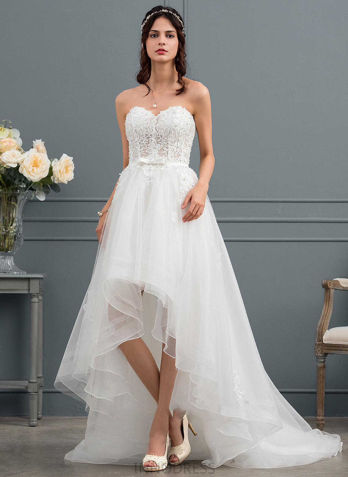 Asymmetrical Sweetheart Wedding Dresses Beading With Wedding Marina Dress Sequins Bow(s) A-Line Tulle