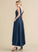 With Pockets Ball-Gown/Princess V-neck Satin Prom Dresses Cecelia Asymmetrical