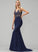 Crepe Sweep Prom Dresses With Valerie V-neck Stretch Trumpet/Mermaid Beading Train Sequins