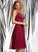 Aleena With Chiffon A-Line Knee-Length Prom Dresses Sequins V-neck