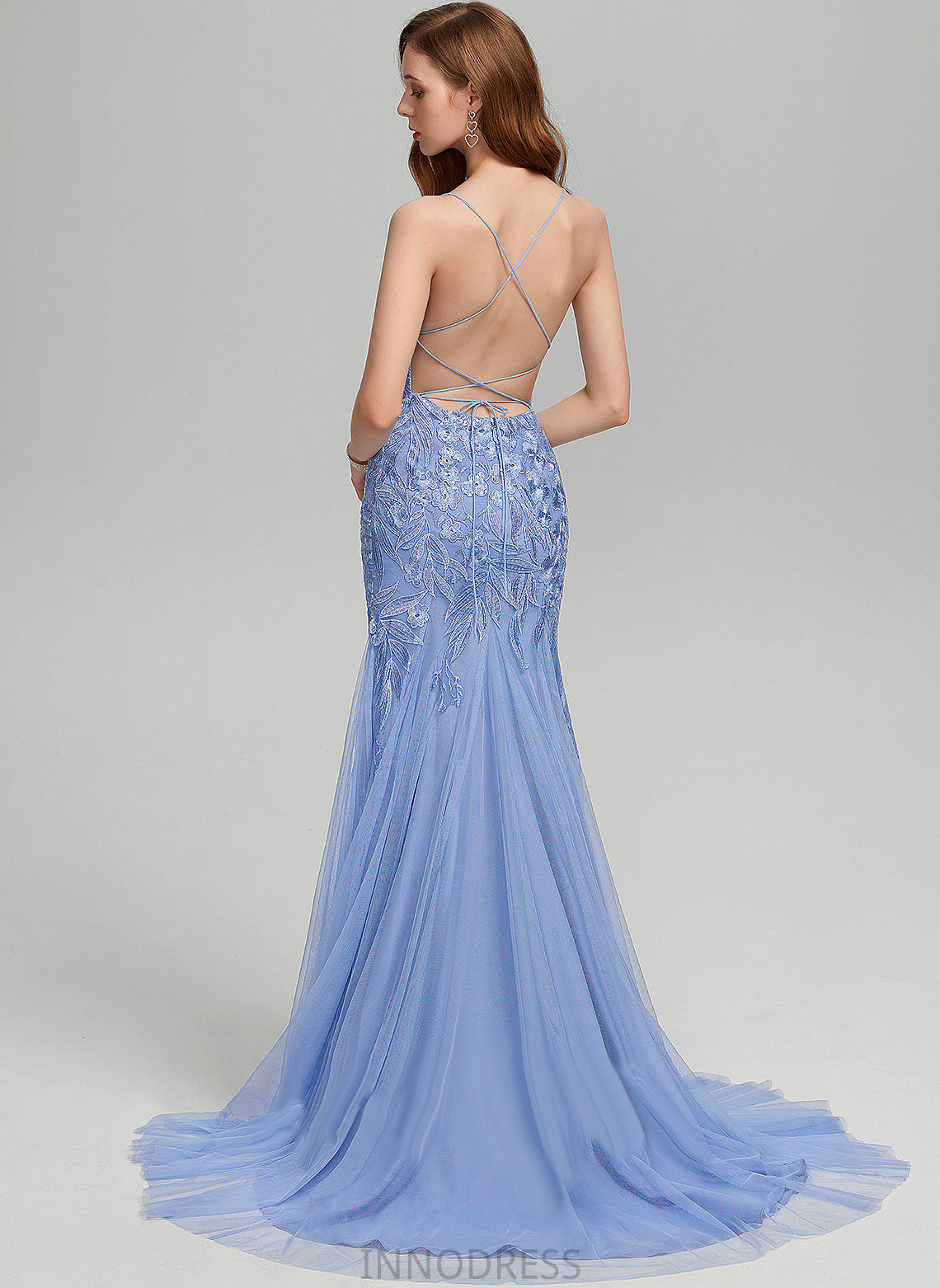Train Lace Sequins Sweep Trumpet/Mermaid Ireland With Tulle Square Prom Dresses