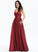 A-Line Floor-Length Sanaa Pockets Prom Dresses With V-neck Ruffle Satin