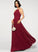 Chiffon Rebekah A-Line Neck Scoop Prom Dresses Square Neckline Floor-Length