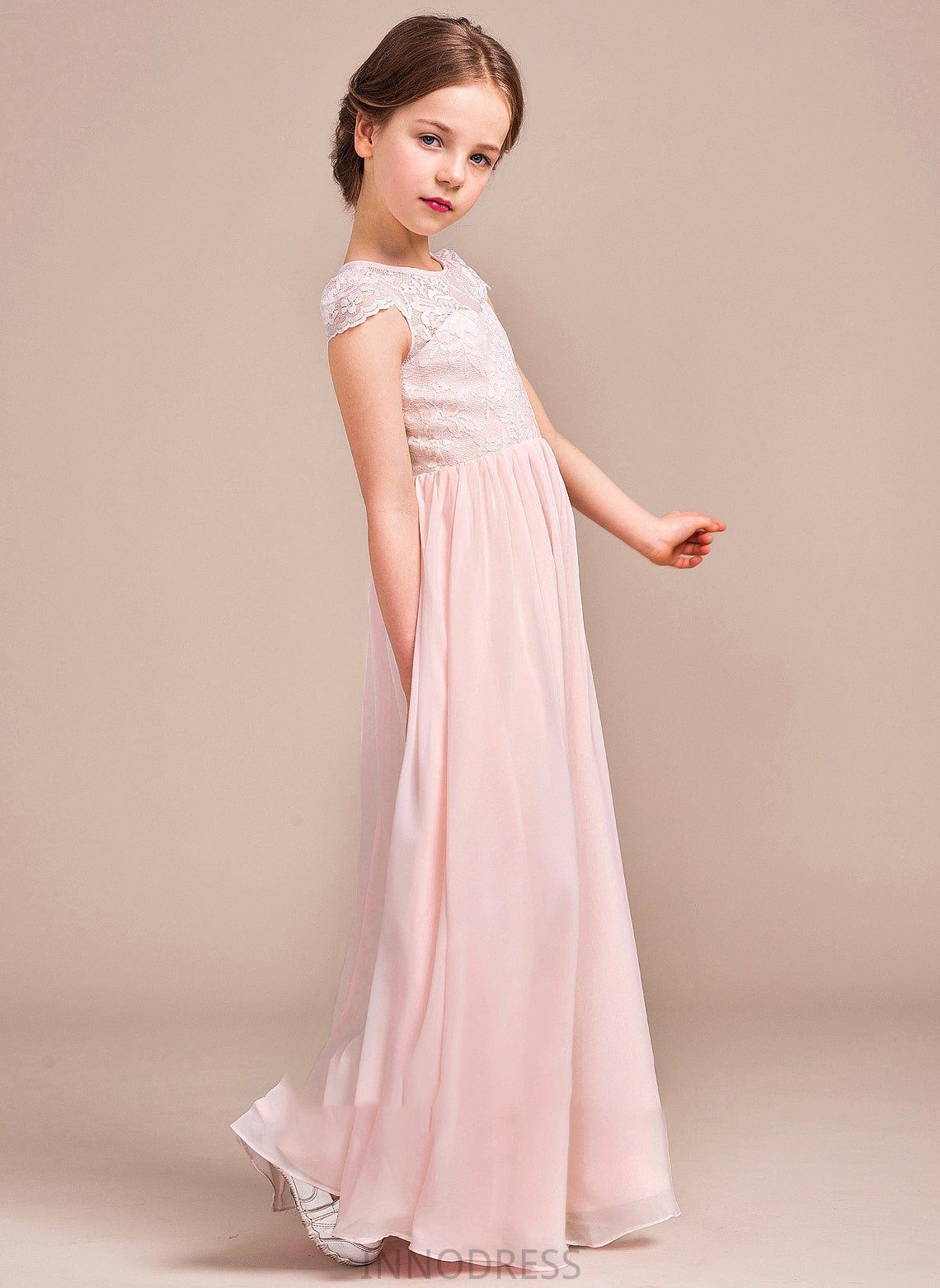 Deanna A-LineScoopNeckFloor-LengthChiffonLaceJuniorBridesmaidDress#81155 Junior Bridesmaid Dresses