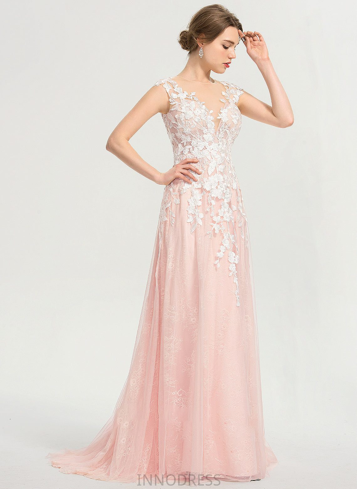 Dress Train Tulle Miracle Scoop Wedding Wedding Dresses Sweep A-Line Neck