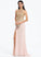 Sequins Jersey Prom Dresses Sheath/Column Scoop Katrina Lace Neck Sweep With Train