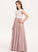 Chasity A-Line Chiffon Lace Bow(s) Floor-Length Scoop Neck With Junior Bridesmaid Dresses