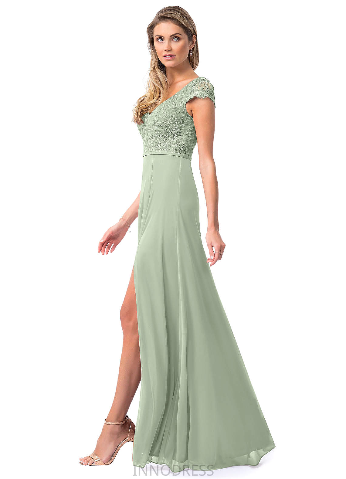 Trudie V-Neck Natural Waist A-Line/Princess Sleeveless Floor Length Bridesmaid Dresses