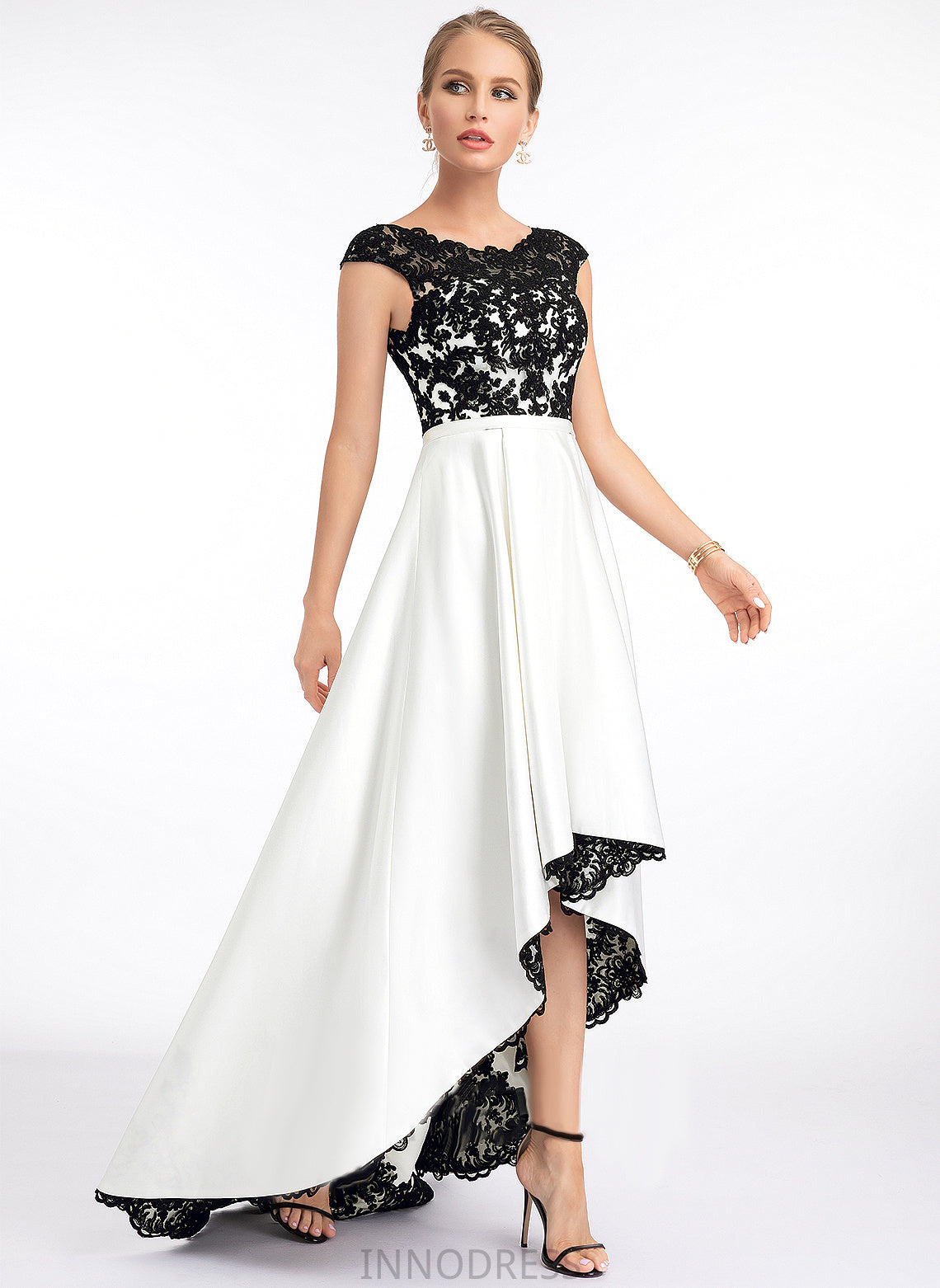 Neck Ryann Scoop Ball-Gown/Princess Satin Asymmetrical Prom Dresses